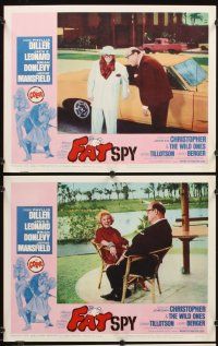 4m231 FAT SPY 8 LCs '66 close up of aging Brian Donlevy & sexy smiling Jayne Mansfield!
