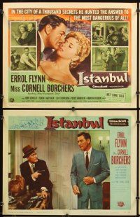 4m317 ISTANBUL 8 LCs '57 Errol Flynn & Miss Cornell Borchers in Turkey's city of a thousand secrets!