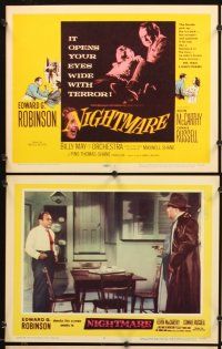 4m476 NIGHTMARE 8 LCs '56 Edward G. Robinson, from the Cornel Woolrich novel!