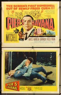 4m523 PIER 5 HAVANA 8 LCs '59 Cameron Mitchell in newly-freed Cuba pointing gun!