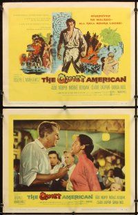 4m552 QUIET AMERICAN 8 LCs '58 Audie Murphy & Michael Redgrave in Vietnam, from Graham Greene novel!