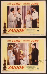 4m898 SAIGON 5 LCs '48 Alan Ladd & sexy Veronica Lake in the Paris of the Orient!