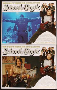 4m594 SCHOOL OF ROCK 8 advance LCs '03 great images of wacky teacher Jack Black, Joan Cusack!