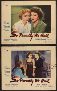 4m928 SO PROUDLY WE HAIL 4 LCs '43 fighting women Colbert, Veronica Lake & Paulette Goddard!