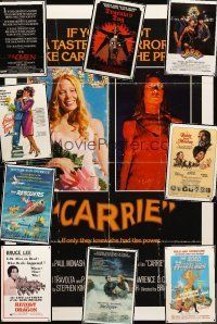 4p005 LOT OF 62 FOLDED ONE-SHEETS '68 - '89 Carrie, Dracula's Dog, Road Hustlers & many more!