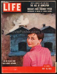 4p137 LIFE MAGAZINE magazine July 18, 1955 beautiful Audrey Hepburn on her Italian farm!