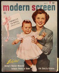 4p117 MODERN SCREEN magazine April 1949 Shirley Temple Special Issue, portrait by John Miehle!