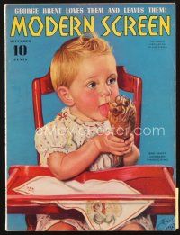 4p116 MODERN SCREEN magazine December 1939 art of Baby Sandy eating turkey leg by Earl Christy!