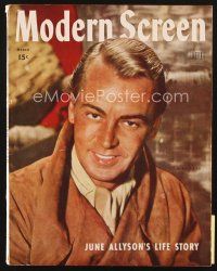 4p118 MODERN SCREEN magazine March 1945 smiling portrait of Alan Ladd, starring in Salty O'Rourke!