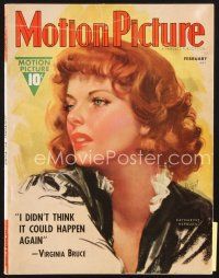 4p096 MOTION PICTURE magazine February 1938 wonderful artwork of Katharine Hepburn by Zoe Mozert!