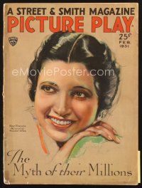 4p085 PICTURE PLAY magazine February 1931 wonderful art portrait of Kay Francis by Modest Stein!