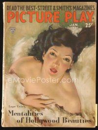 4p084 PICTURE PLAY magazine January 1931 best art of sexy Lupe Velez naked under fur blanket!