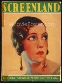4p074 SCREENLAND magazine April 1927 art of Gloria Swanson by Jay Weaver, Louise Brooks!