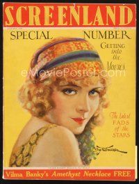 4p071 SCREENLAND magazine January 1927 art of pretty Vilma Banky by Jay Weaver, Wings article!