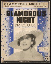 4p221 GLAMOROUS NIGHT English sheet music '37 portrait of beautiful Mary Ellis, Glamorous Night!