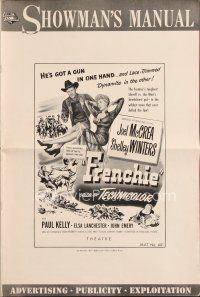4p325 FRENCHIE pressbook '51 sexy lace-trimmed Shelley Winters with sheriff Joel McCrea!