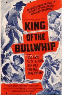 4p347 KING OF THE BULLWHIP pressbook '50 Lash La Rue has the fight of his lifetime!