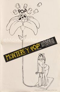 4p364 MONTEREY POP pressbook '68 D.A. Pennebaker, rock & roll, great sexy Tomi Ungerer art!