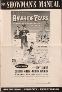 4p380 RAWHIDE YEARS pressbook '55 poker playing Tony Curtis, sexy Colleen Miller & Arthur Kennedy!