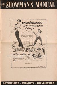 4p398 SLIM CARTER pressbook '57 Julie Adams, funny art of young cowboy boy holding up Jock Mahoney!