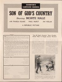 4p399 SON OF GOD'S COUNTRY pressbook '48 close up of Monte Hale with gun protecting Pamela Blake!