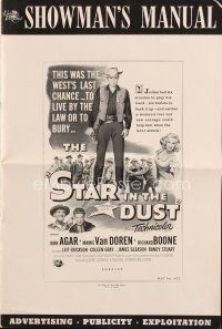 4p401 STAR IN THE DUST pressbook '56 John Agar, Van Doren, a story of the most desperate gamble!
