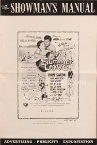 4p403 SUMMER LOVE pressbook '58 very young John Saxon plays guitar with pretty girl on beach!