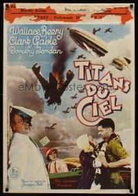 4r543 HELL DIVERS pre-war Belgian '32 great image of airplane pilots Clark Gable & Wallace Beery!