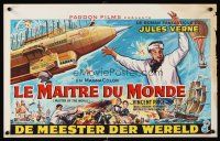 4r572 MASTER OF THE WORLD Belgian '61 Jules Verne, Vincent Price, art of enormous flying machine!