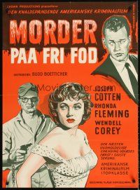 4r441 KILLER IS LOOSE Danish '56 Budd Boetticher, Wenzel art of Joseph Cotten & Rhonda Fleming!
