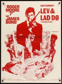 4r446 LIVE & LET DIE Danish R80s art of Roger Moore as James Bond by Robert McGinnis!