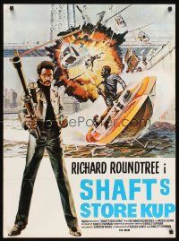 4r476 SHAFT'S BIG SCORE Danish '72 great art of mean Richard Roundtree with big gun by John Solie!