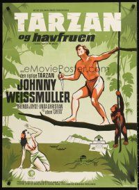 4r486 TARZAN & THE MERMAIDS Danish R60s Johnny Weissmuller & sexy Brenda Joyce, different!