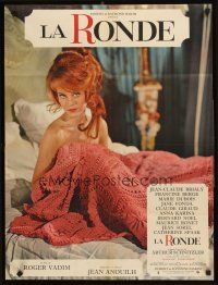 4r696 LA RONDE French 23x32 '64 best image of naked Jane Fonda in bed, directed by Roger Vadim!