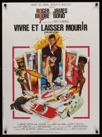 4r702 LIVE & LET DIE French 23x32 R80s art of Roger Moore as James Bond by Robert McGinnis!