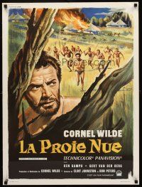 4r708 NAKED PREY French 23x32 '65 Cornel Wilde stripped, weaponless, on the run in Africa!