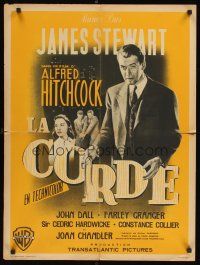 4r713 ROPE French 23x32 '48 image of James Stewart holding the rope, Alfred Hitchcock classic!