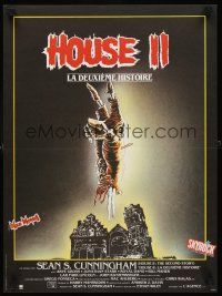 4r763 HOUSE II: THE SECOND STORY French 15x21 '87 great horror art of severed hand & spooky house!
