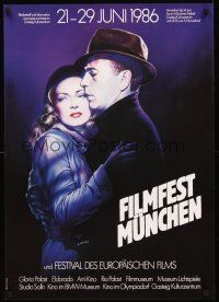 4r044 FILMFEST MUNCHEN 1986 German '86 great Casaro art of Humphrey Bogart & Lauren Bacall!