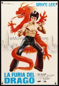 4r310 GREEN HORNET Italian 1sh '74 cool artwork of Bruce Lee as Kato & dragon!