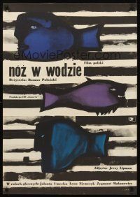 4r065 KNIFE IN THE WATER Polish 23x33 '62 Roman Polanski's Noz w Wodzie, cool artwork by Lenica!
