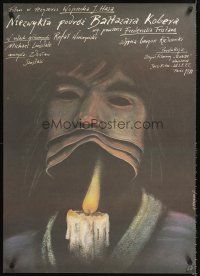 4r121 NIEZWYKLA PODROI BALTAZARA KOBERA Polish 27x38 '88 Pagowski art of candle w/human mask!