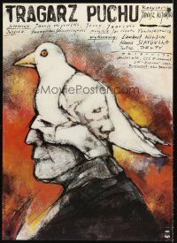 4r149 WARSZAWA ANNEE 5703 Polish 27x38 '92 surreal Andrzej Pagowski art of man wearing bird-mask!