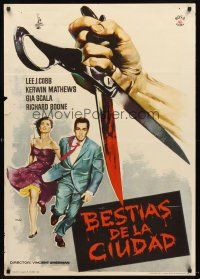 4r250 GARMENT JUNGLE Spanish '61 Lee J. Cobb, Gia Scala, Mac art of bloody scissors!