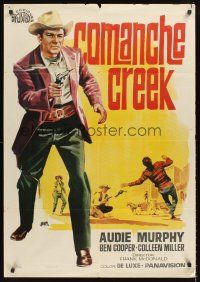 4r253 GUN FIGHT AT COMANCHE CREEK Spanish '65 Jano art of cowboy Audie Murphy w/pistol drawn!