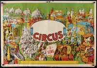 4s208 3 RING CIRCUS circus poster '40s stock, cool art of many acts!