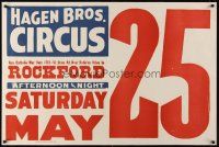 4s227 HAGEN BROS. CIRCUS circus poster '40s shows afternoon & night!