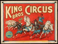 4s235 KING BROS CIRCUS circus poster '40s only circus with chariot races!