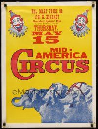 4s236 MID-AMERICA CIRCUS circus poster '60s elephants & clowns at Wal-Mart!