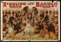 4s240 RINGLING BROS & BARNUM & BAILEY COMBINED SHOWS circus poster '38 Lion King Terrell Jacobs!